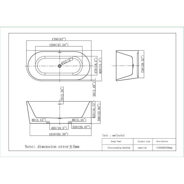 Ванна отдельностоящая Insana BS-Afina 170 slim 170&times;80&times;58 А0058337 фото