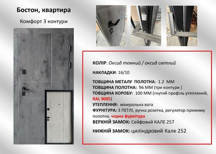 Вхідні двері Redfort Бостон квартира серія Комфорт 3 контури ДВР004612-1П фото