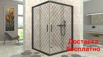 Душова кабіна Aquanil INDIANA Diamante 90х90х190 прозоре скло з перфорацыэю профіль чорний INDIANA90DIAMANTE фото