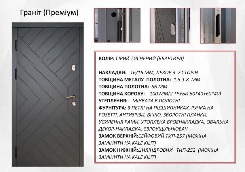 Входная дверь Redfort Гранит квартира 2 трубы серия Премиум ДВР0036П фото