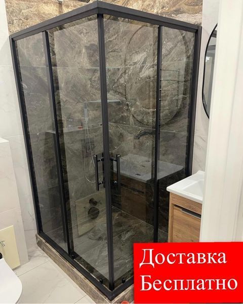Душевая кабина Aquanil UNIMAR 100х80х190 тонированное стекло профиль черный UNIMAR80SmokeBlack фото